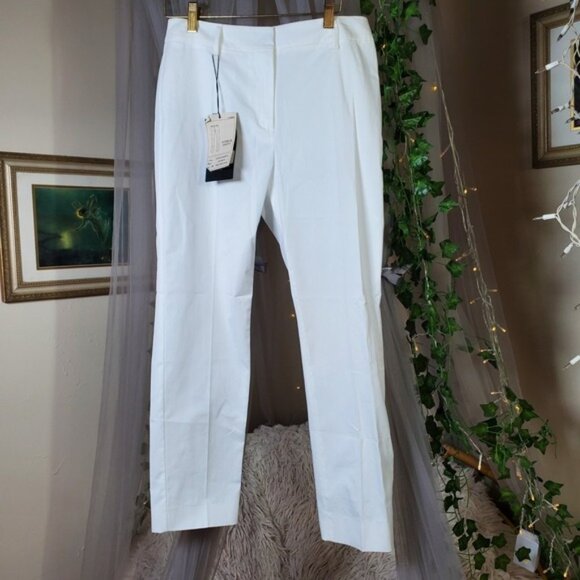 Max Mara NWT Weekend Cropped Cigarette Pants Cotton White Size 4 Stretch $260 - Picture 1 of 7